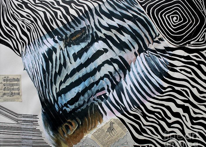 Zebra Greeting Card featuring the painting Zebratastic by Barbara Teller