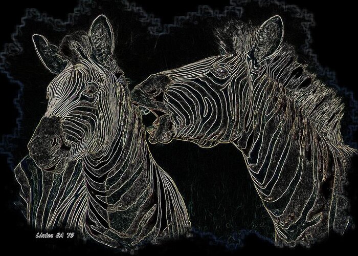 Zebra Greeting Card featuring the digital art Zebrax2 by Larry Linton