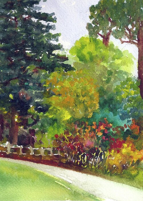 Landscape Greeting Card featuring the painting Zellerbach Garden by Karen Coggeshall
