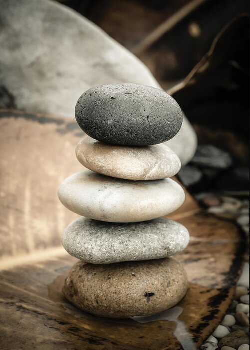 Zen Stones Greeting Card featuring the photograph Zen Stones IV by Marco Oliveira
