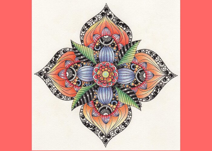 Zendala Greeting Card featuring the drawing Zendala Template #1 by Jan Steinle