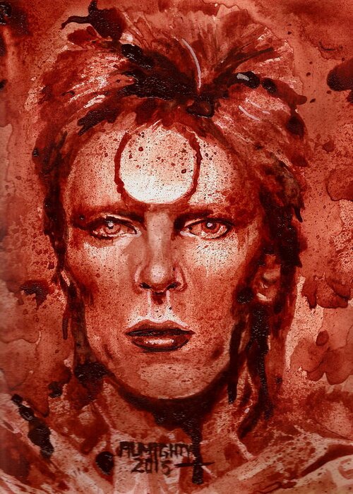 David Bowie Greeting Card featuring the painting Ziggy Stardust / David Bowie by Ryan Almighty