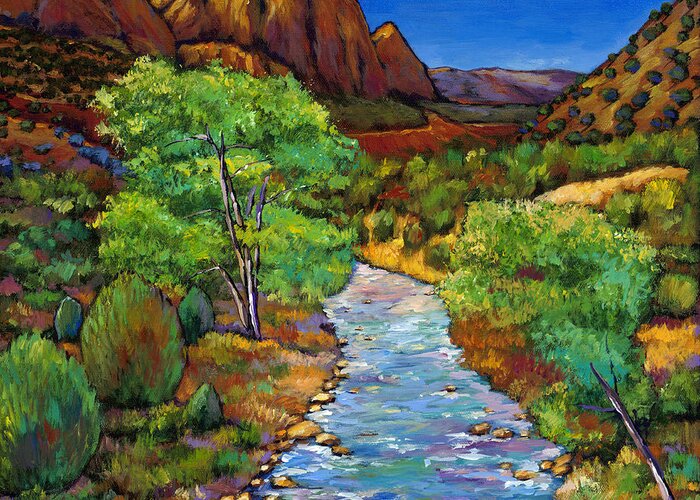 National Parks Greeting Card featuring the painting Zion by Johnathan Harris