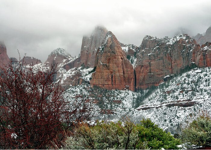 Zion Greeting Card featuring the photograph Zion Winter Skyline by Nicholas Blackwell