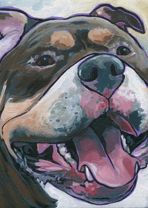 Pitbull Greeting Card featuring the painting Zuki by Nadi Spencer