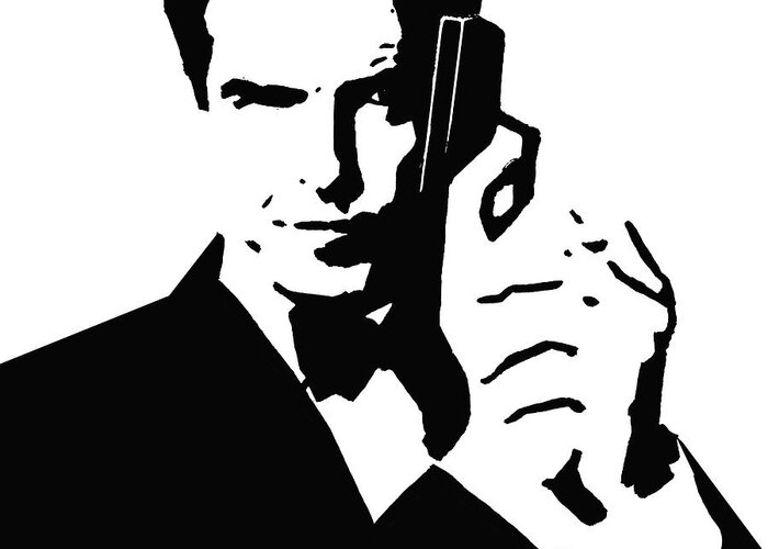 007 Greeting Card featuring the drawing 007 - Pierce Brosnan by Masha Batkova