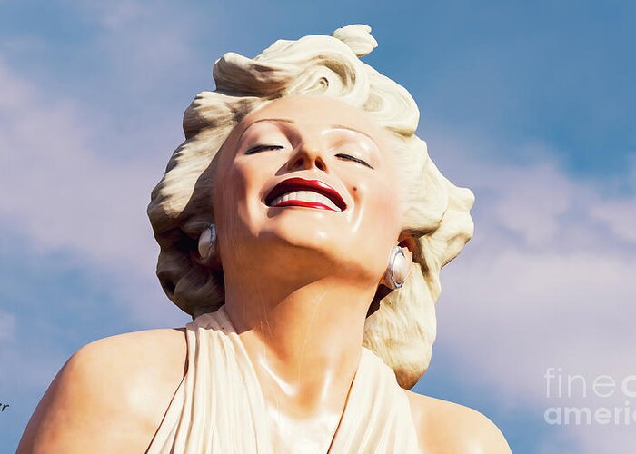 Actress Marilyn Monroe Greeting Card featuring the photograph 0243 Forever Marilyn Monroe Statue by Amyn Nasser Photographer - Neptune Images