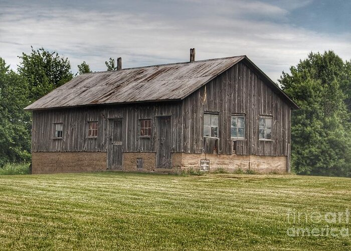 Barn Greeting Card featuring the photograph 0302 - West Tuscola Road Grey Shack I by Sheryl L Sutter