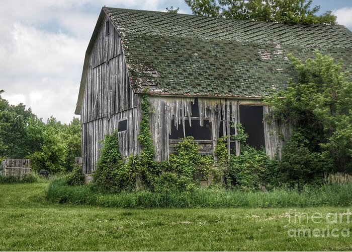 Barn Greeting Card featuring the photograph 0320 - Hunters Creek's Forgotten Grey by Sheryl L Sutter