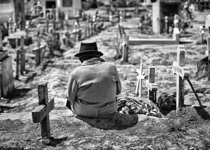 Graveyard Greeting Card featuring the photograph #1 by Goran Jovic