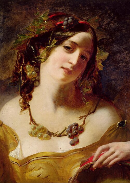 19th Century Art Greeting Card featuring the painting A Bacchante by William Etty