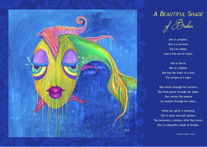 Fish Greeting Card featuring the digital art A Beautiful Shade of Broken by Tanielle Childers