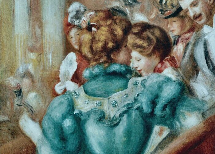 Fine Art Greeting Card featuring the painting A Loge at the Theatre des Varieties, 1898 #1 by Pierre Auguste Renoir
