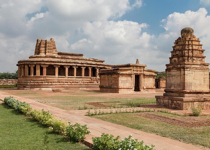 Aihole Greeting Card featuring the photograph Aihole,Durga Temple #1 by Maria Heyens