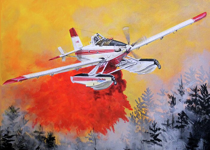 Air Tractor Greeting Card featuring the painting Air Tractor 802 Fire Boss #1 by Karl Wagner