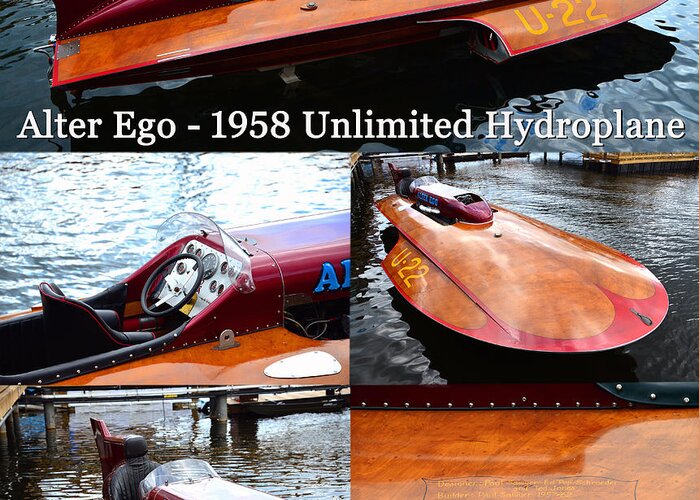 Alter Ego Unlimited Hydroplane Boat Greeting Card featuring the photograph Alter Ego 1958 #1 by David Lee Thompson
