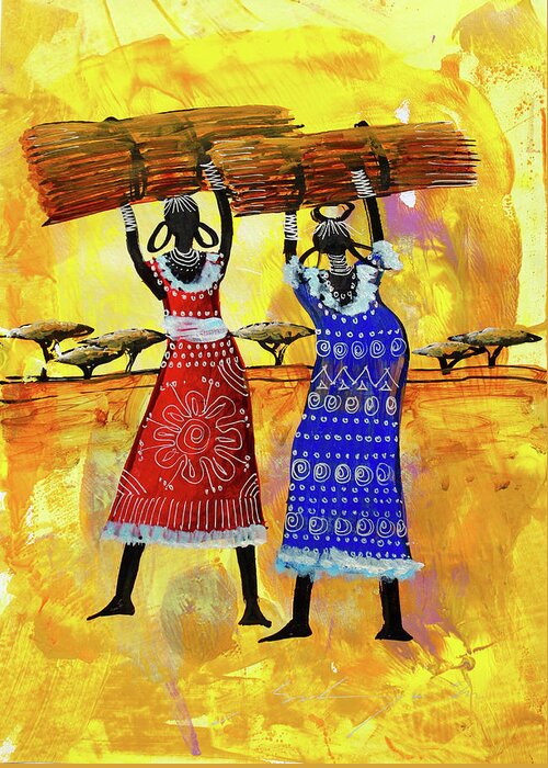 Africa Greeting Card featuring the painting B-351 #1 by Martin Bulinya