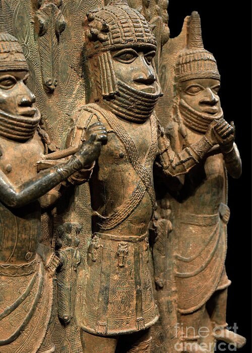 Benin Greeting Card featuring the photograph Benin Bronze Sculpture. by David Parker/science Photo Library