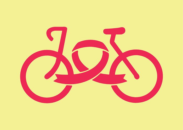 Activity Greeting Card featuring the drawing Bicycle and Ribbon #1 by CSA Images