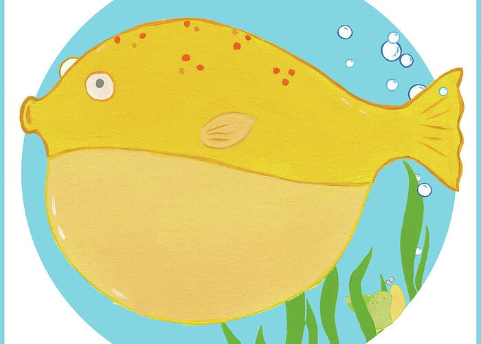 Nursery Greeting Card featuring the painting Billy The Blowfish #1 by June Erica Vess
