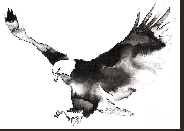 Beak Greeting Card featuring the digital art Black And White Monochrome Painting by Evgeny Turaev