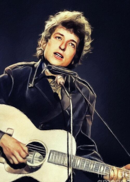 Bob Greeting Card featuring the painting Bob Dylan, Music Legend #1 by Esoterica Art Agency