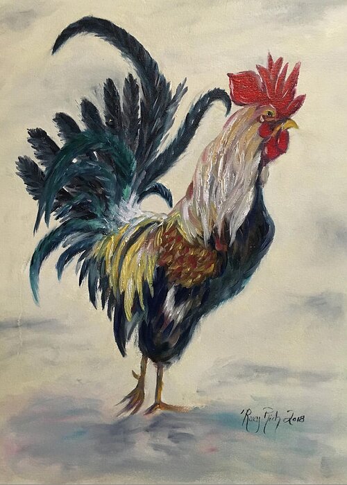 Rooster Greeting Card featuring the painting Boss by Roxy Rich