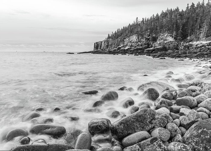 Acadia Greeting Card featuring the photograph Boulder Beach Morning #1 by Stefan Mazzola