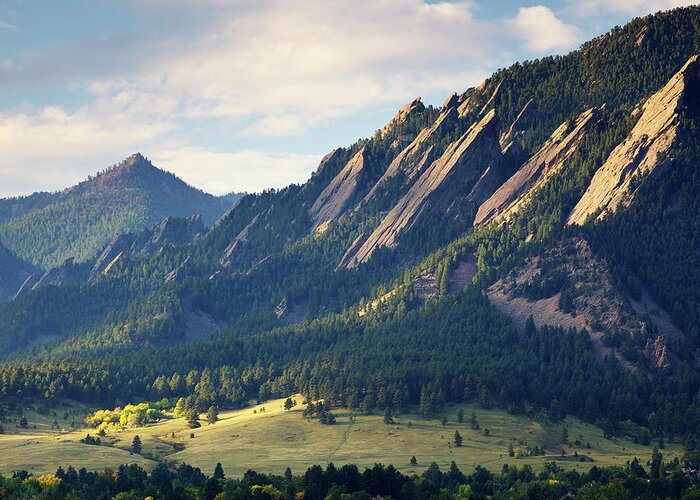 Scenics Greeting Card featuring the photograph Boulder Colorado Flatirons In Fall by Beklaus