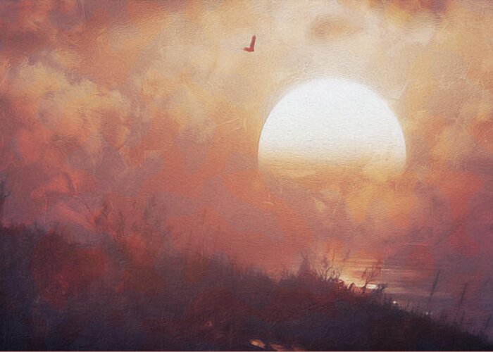 Spring Greeting Card featuring the painting Dreaming of Sunset by AM FineArtPrints