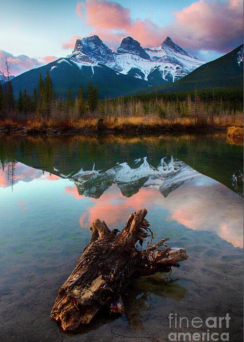 The Three Sisters Greeting Card featuring the photograph To The Wild Country Canadian Rocky Mountains 2 by Bob Christopher