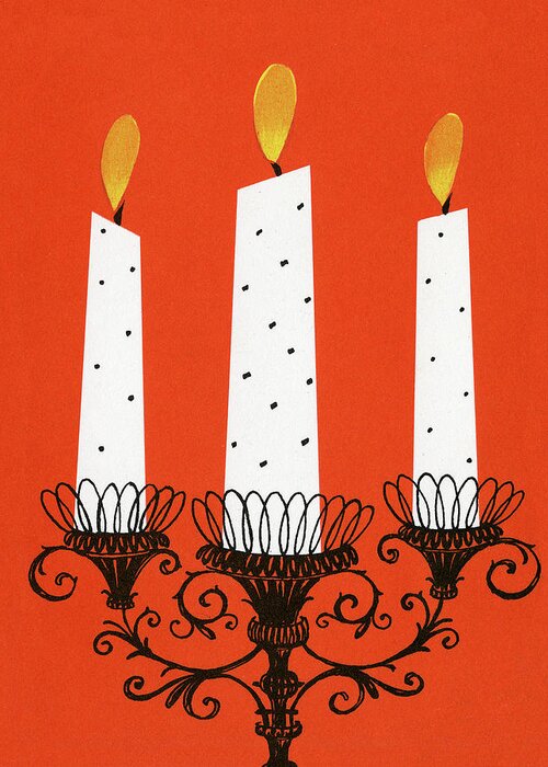 Burn Greeting Card featuring the drawing Candelabra #1 by CSA Images