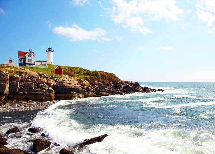 Scenics Greeting Card featuring the photograph Cape Neddick Nubble Lighthouse #1 by Thomas Northcut