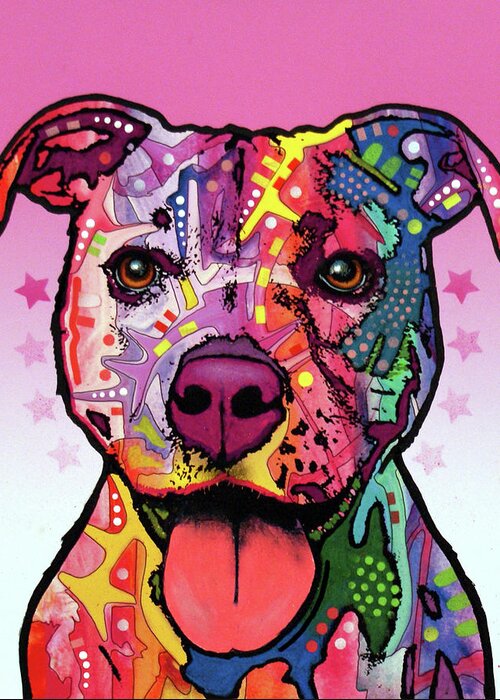 Cherish The Pitbull Greeting Card featuring the mixed media Cherish The Pitbull by Dean Russo