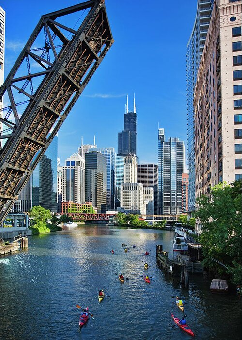 Chicago River Greeting Card featuring the photograph Chicago, Il #1 by Adam Jones