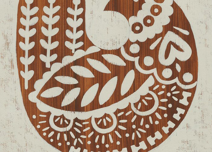 Decorative Greeting Card featuring the painting Country Woodcut II #1 by Chariklia Zarris