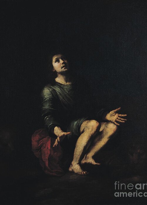 Art Greeting Card featuring the painting Daniel In The Lions' Den by Bartolome Esteban Murillo