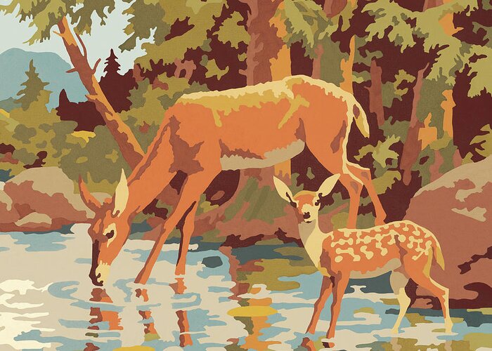 Animal Greeting Card featuring the drawing Deer #1 by CSA Images