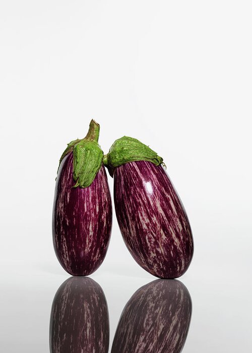 White Background Greeting Card featuring the photograph Eggplant #1 by Kei Uesugi