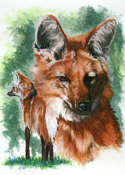 Maned Wolf Greeting Card featuring the painting Elegant by Barbara Keith