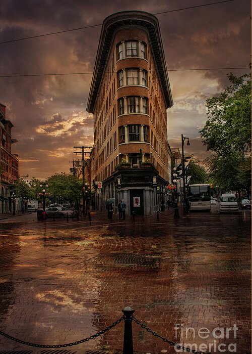 Wet Night Greeting Card featuring the digital art Europe Hotel #1 by Jim Hatch