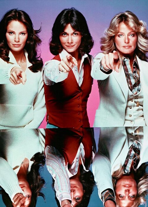 Farrah Fawcett Jaclyn Smith And Kate Jackson In Charlies Angels 1976 Greeting Card For