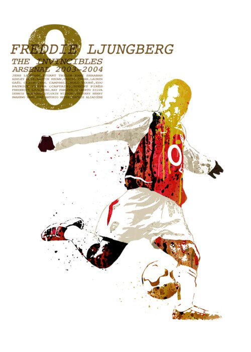 World Cup Greeting Card featuring the painting Freddie Ljungberg - The invincibles #1 by Art Popop
