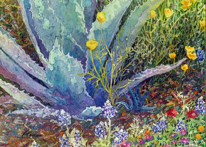 Garden Greeting Card featuring the painting Gardener's Delight - Agave by Hailey E Herrera