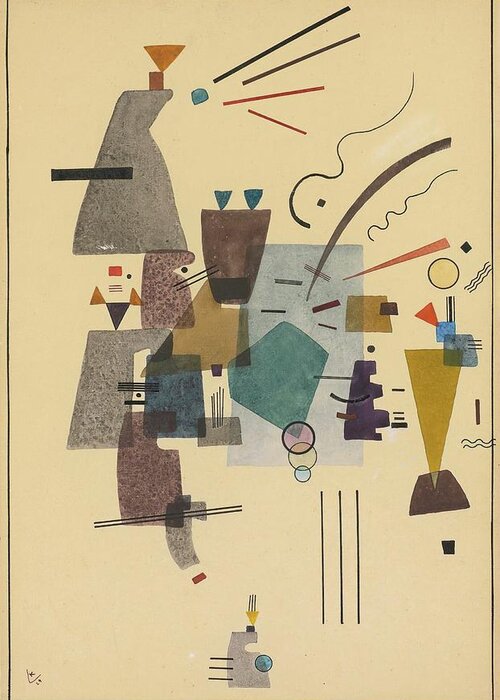 Abstract Greeting Card featuring the painting Gewarmtes Kuhl by Wassily Kandinsky
