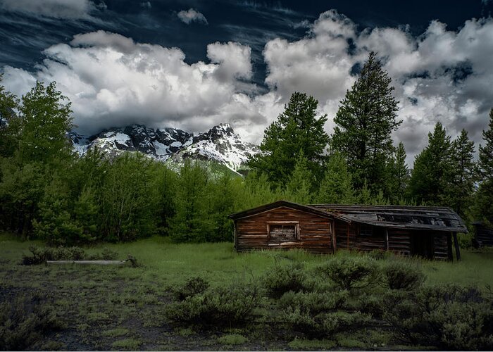 Tetons Greeting Card featuring the photograph Grand Teton Cabin by Jon Glaser