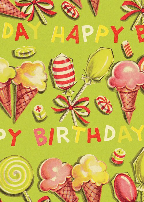 Background Greeting Card featuring the drawing Happy Birthday Treats #1 by CSA Images