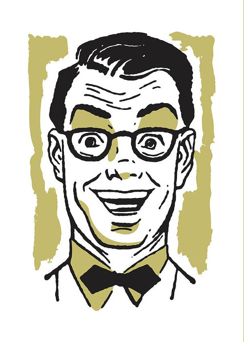Accessories Greeting Card featuring the drawing Happy Man in Eyeglasses and Suit #1 by CSA Images