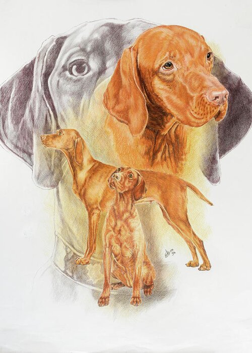 Hungarian Vizsla Dogs Greeting Card featuring the painting Hungarian Vizsla #1 by Barbara Keith