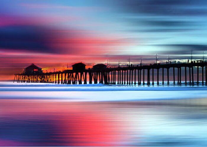 Ocean Pier Greeting Card featuring the photograph Huntington Pastels #2 by Sean Davey